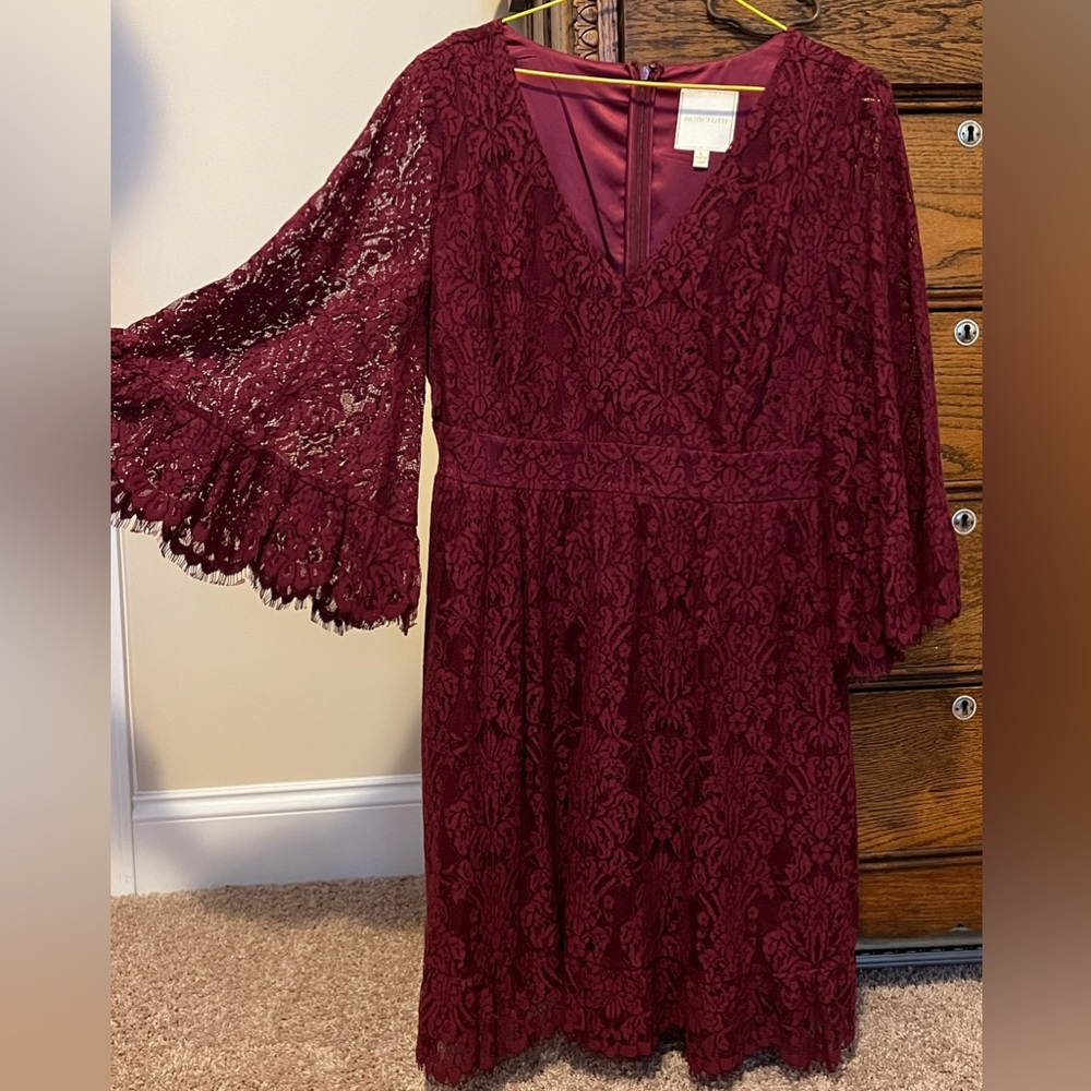 Burgundy Lace Babydoll Dress, Size L, ModCloth.